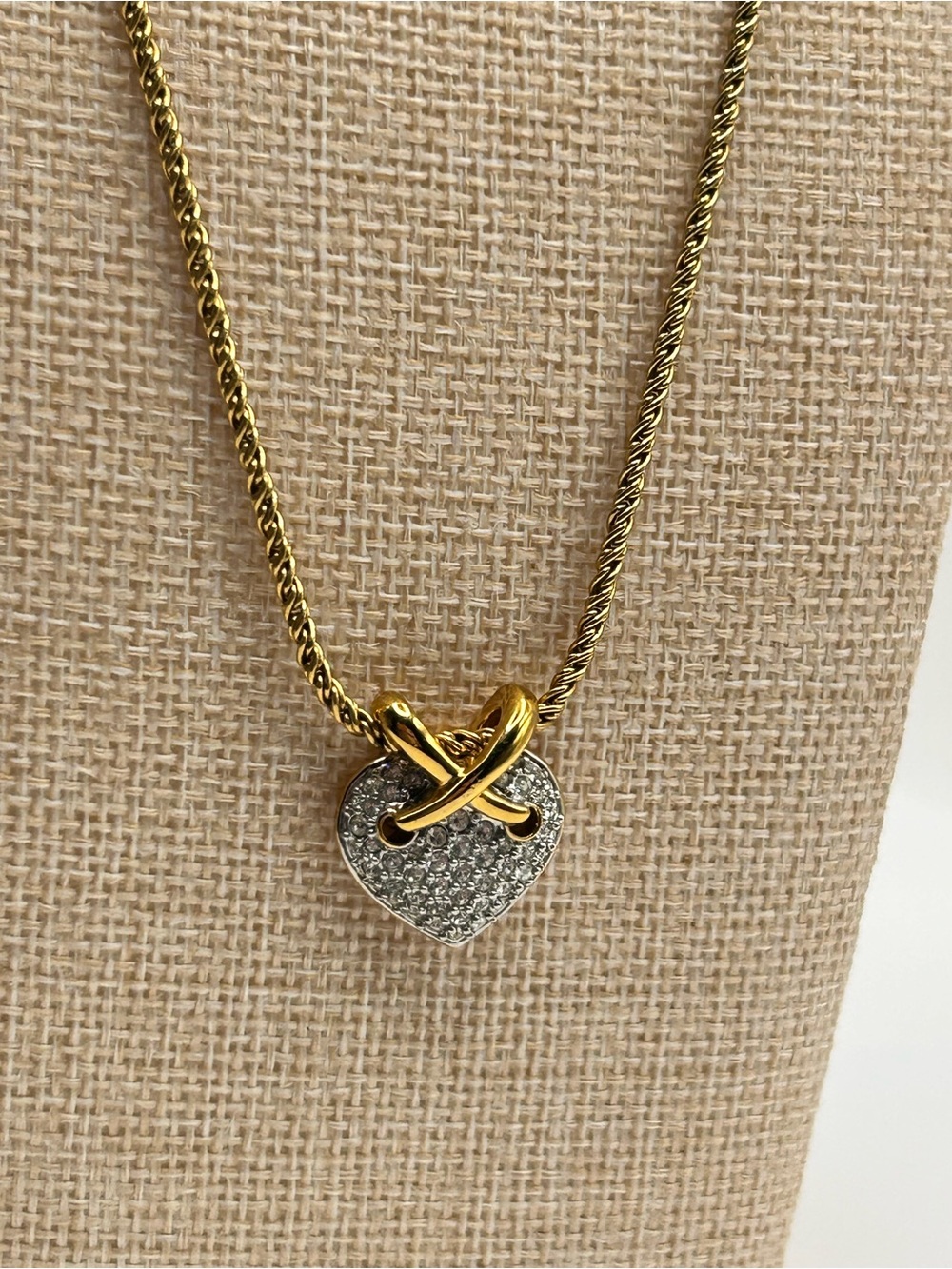 Swarovski Gold-Tone Chain with Silver Pavé Heart Pendant